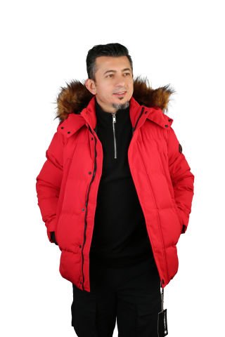 Lumberjack M-Brendan Erkek Kapişonlu Parka Kısa - Kırmızı -101347081