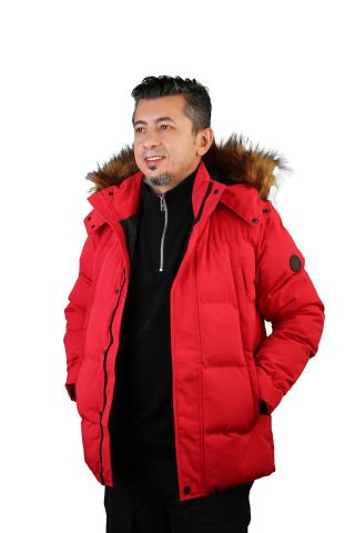 Lumberjack M-Brendan Erkek Kapişonlu Parka Kısa - Kırmızı -101347081