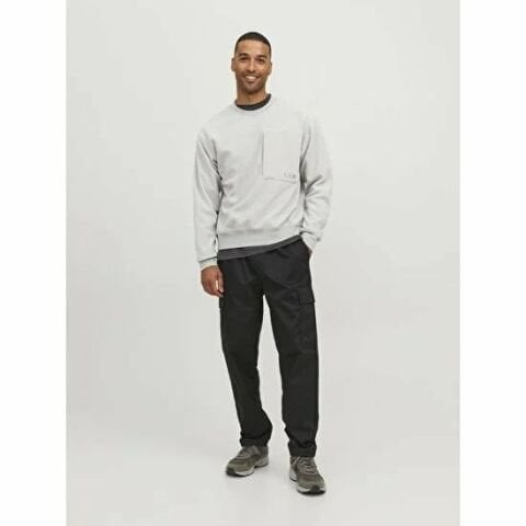 Jack & Jones Işlemeli Bisiklet Yaka Polar Gri Sweatshirt 12241523