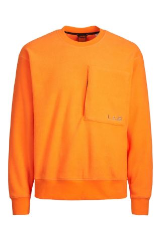 Jack & Jones Işlemeli Bisiklet Yaka Polar Turuncu Sweatshirt 12241523