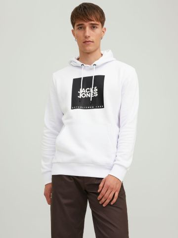 Jack&Jones Lock  Erkek Kapüşonlu Sweatshirt-Beyaz 12213245
