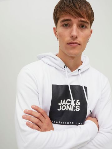 Jack&Jones Lock  Erkek Kapüşonlu Sweatshirt-Beyaz 12213245