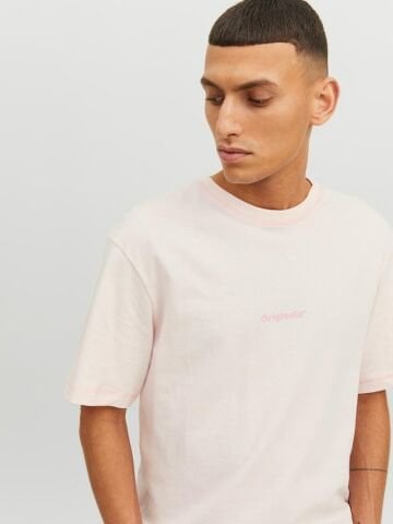 Jack & Jones Jorfaded Erkek Bisiklet Yaka Tişört Pembe 12234809