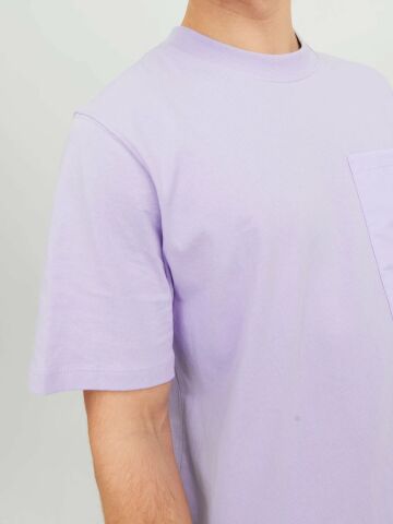 Jack Jones JCowater Overlay Tee SS Crew Neck Erkek Tişört Lila 12235293