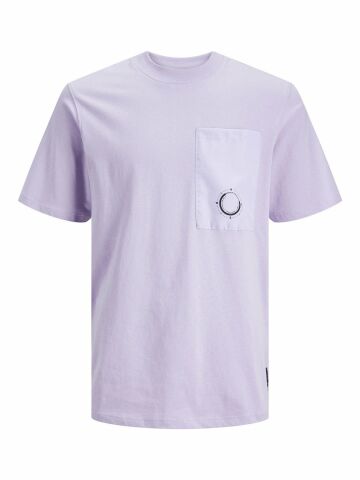 Jack Jones JCowater Overlay Tee SS Crew Neck Erkek Tişört Lila 12235293