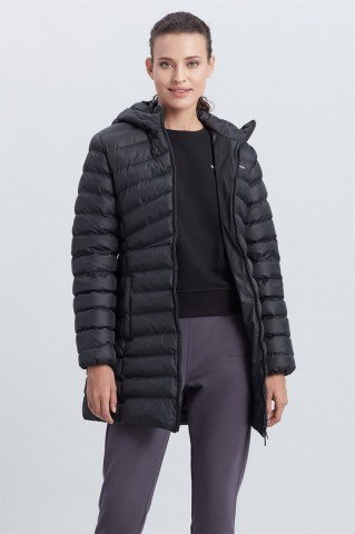Skechers W Essentil Maxi Lenght Hooded Jacket Kadın Uzun Mont