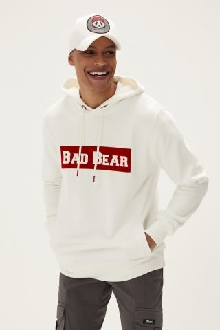 BadBear Erkek Flog Kapüşonlu Sweatshirt-Beyaz 22.02.12.015