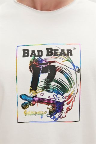 Bad Bear Oneway Erkek Baskılı Tişört - 23.01.07.037 beyaz