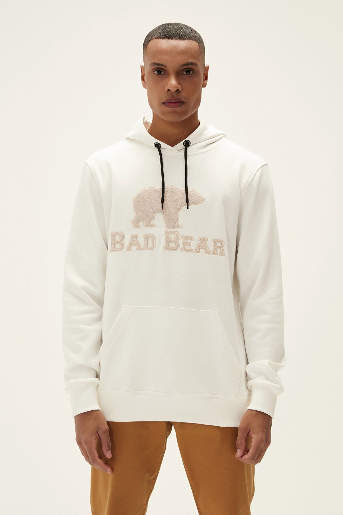 Bad Bear Erkek Brand Kapüşonlu Sweatshirt-Beyaz 22.02.12.001