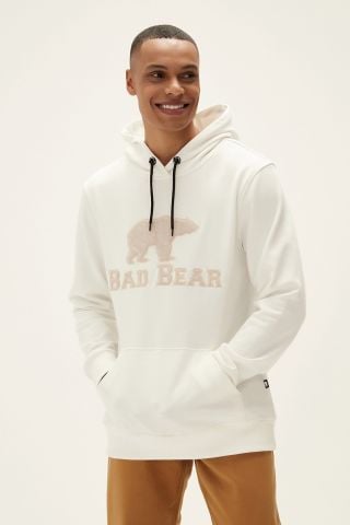 Bad Bear Erkek Brand Kapüşonlu Sweatshirt-Beyaz 22.02.12.001