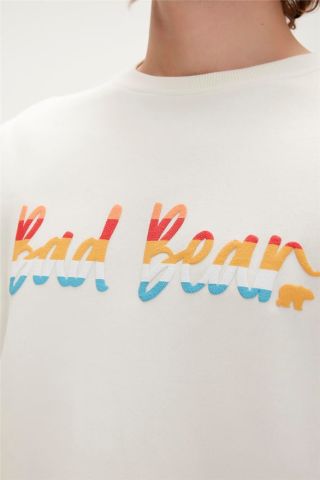 Bad Bear Manuscrıpt Crewneck Erkek Beyaz Sweat - 23.02.12.016